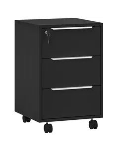 HOMCOM Three-Drawer Locking Filing Cabinet - Black