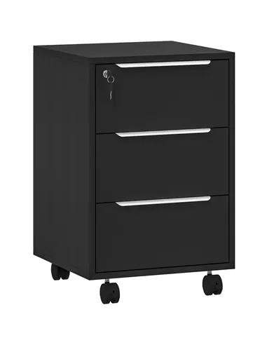 HOMCOM Three-Drawer Locking Filing Cabinet - Black