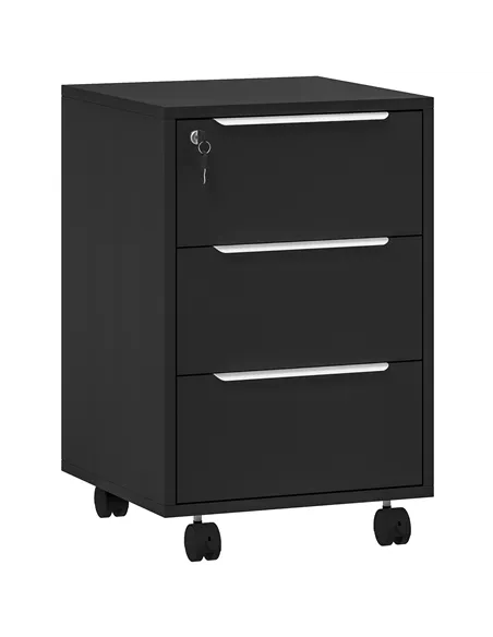 HOMCOM Three-Drawer Locking Filing Cabinet - Black