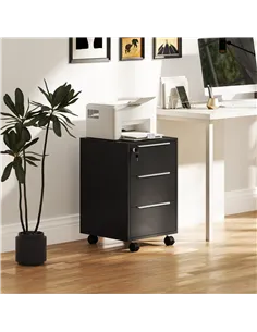 HOMCOM Three-Drawer Locking Filing Cabinet - Black 2