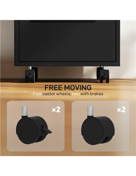 HOMCOM Three-Drawer Locking Filing Cabinet - Black