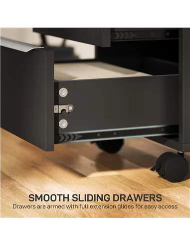 HOMCOM Three-Drawer Locking Filing Cabinet - Black