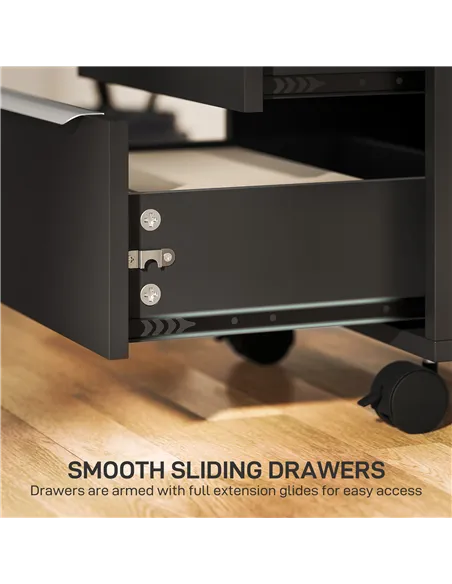 HOMCOM Three-Drawer Locking Filing Cabinet - Black