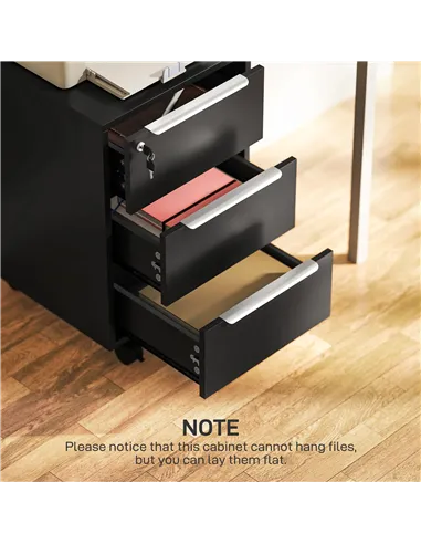 HOMCOM Three-Drawer Locking Filing Cabinet - Black