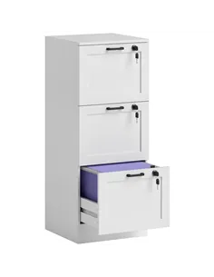 HOMCOM 3-Drawer Filing Cabinet with Lock - White