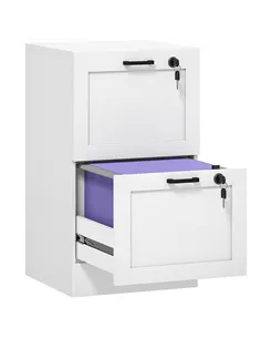 HOMCOM 2-Drawer Filing Cabinet with Lock - White
