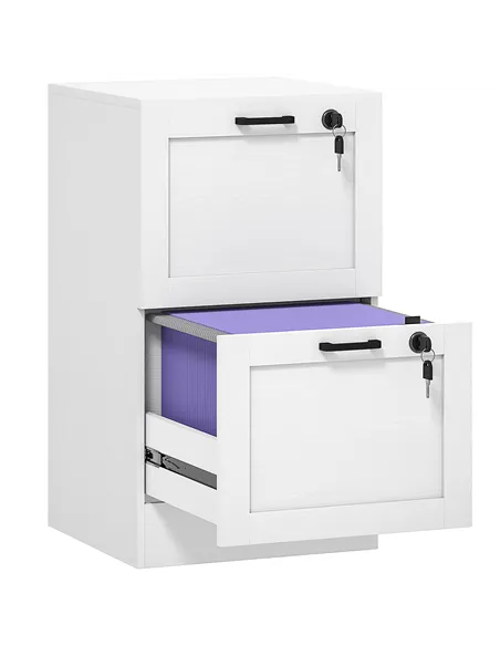 HOMCOM 2-Drawer Filing Cabinet with Lock - White