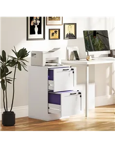 HOMCOM 2-Drawer Filing Cabinet with Lock - White 2