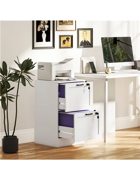 HOMCOM 2-Drawer Filing Cabinet with Lock - White