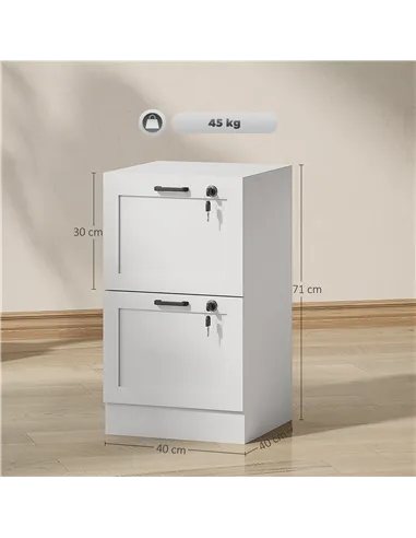 HOMCOM 2-Drawer Filing Cabinet with Lock - White