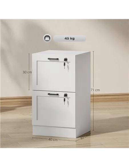 HOMCOM 2-Drawer Filing Cabinet with Lock - White