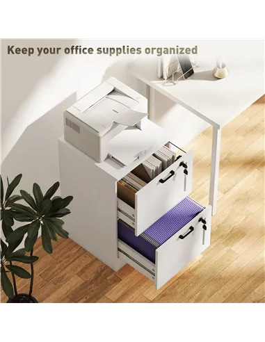 HOMCOM 2-Drawer Filing Cabinet with Lock - White