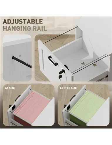 HOMCOM 2-Drawer Filing Cabinet with Lock - White