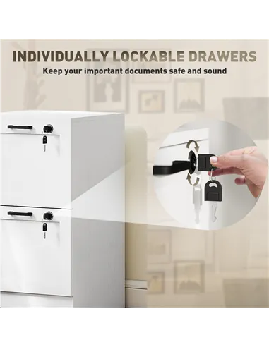 HOMCOM 2-Drawer Filing Cabinet with Lock - White