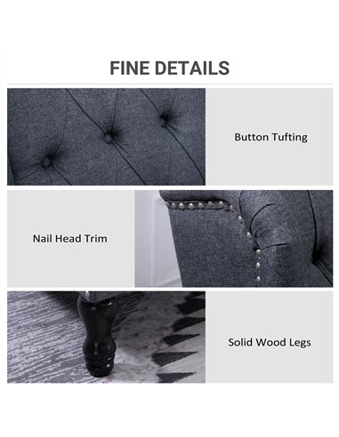 HOMCOM Recliner Armchair, Vintage Reclining Chair with Nail Head Trim, Wingback Chair with Button Tufted Back and Footrest, for 