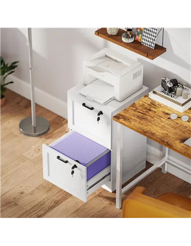 HOMCOM 2-Drawer Filing Cabinet with Lock - White