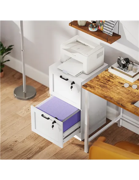 HOMCOM 2-Drawer Filing Cabinet with Lock - White