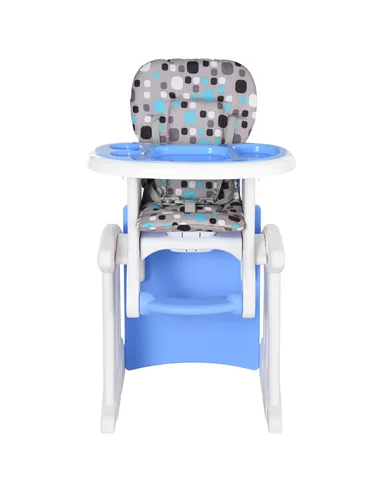 HOMCOM 2 in 1 Convertible Baby High Chair Toddler Table Chair Infant Feeding Seat Removable Food Tray Safety Harness Blue