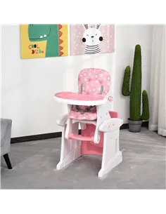 HOMCOM HDPE 3-in-1 Baby Booster High Chair Pink 2