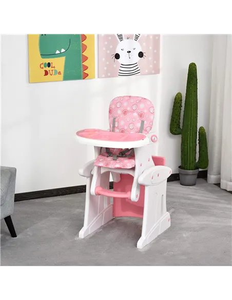 HOMCOM HDPE 3-in-1 Baby Booster High Chair Pink