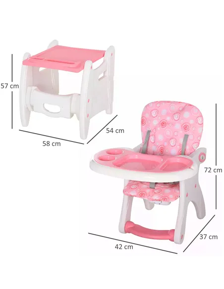 HOMCOM HDPE 3-in-1 Baby Booster High Chair Pink