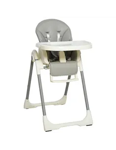 HOMCOM Foldable Baby High Chair Convertible Feeding Chair Height Adjustable with Adjustable Backrest Footrest and Removable Tray