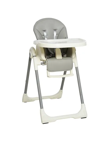 HOMCOM Foldable Baby High Chair Convertible Feeding Chair Height Adjustable with Adjustable Backrest Footrest and Removable Tray