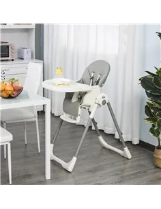 HOMCOM Foldable Baby High Chair Convertible Feeding Chair Height Adjustable with Adjustable Backrest Footrest and Removable Tray 2