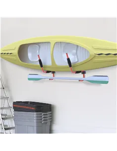 HOMCOM Kayak Canoe Heavy Duty Wall Mounted Storage Holder Rack Heavy Duty Storing Hangers Red 2