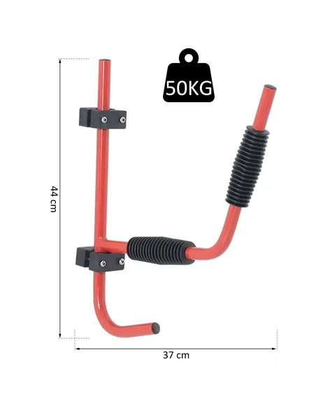 HOMCOM Kayak Canoe Heavy Duty Wall Mounted Storage Holder Rack Heavy Duty Storing Hangers Red