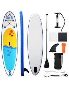 HOMCOM Inflatable Stand Up Paddle Board, 10' x 30" x 4", Non-Slip SUP, with ISUP Accessories, Hand Pump, 1 Fin, Adj Paddle, Back
