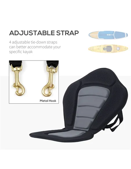 HOMCOM Deluxe Kayak Seat Sit On Top Padded Backrest Canoe Rafting Sports High Back Detachable