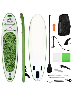 HOMCOM Inflatable Stand Up Paddle Board, 10' x 30" x 4", Non-Slip SUP, with ISUP Accessories, Hand Pump, 3 Fins, Adj Paddle for 