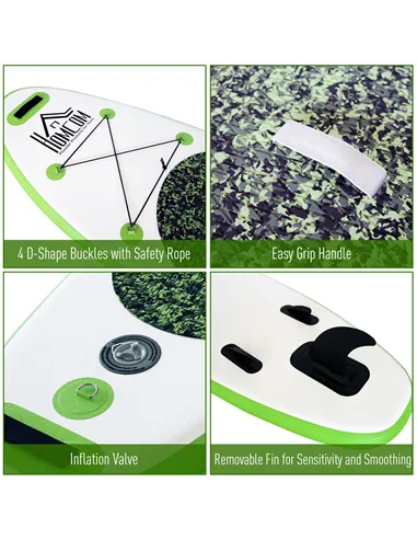 HOMCOM Inflatable Stand Up Paddle Board, 10' x 30" x 4", Non-Slip SUP, with ISUP Accessories, Hand Pump, 3 Fins, Adj Paddle for 