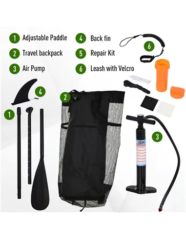 HOMCOM Inflatable Stand Up Paddle Board, 10' x 30" x 4", Non-Slip SUP, with ISUP Accessories, Hand Pump, 3 Fins, Adj Paddle for 