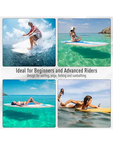 HOMCOM Inflatable Stand Up Paddle Board, 10' x 30" x 4", Non-Slip SUP, with ISUP Accessories, Hand Pump, 3 Fins, Adj Paddle for 