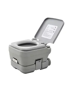 HOMCOM 10L Portable Toilet for Adults, Outdoor Camping Toilet with 2 Detachable Tanks & Push-button Operation, Compact Outdoor T
