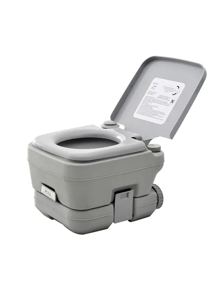 HOMCOM 10L Portable Toilet for Adults, Outdoor Camping Toilet with 2 Detachable Tanks & Push-button Operation, Compact Outdoor T