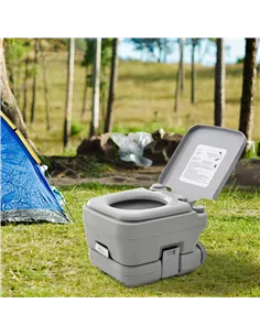 HOMCOM 10L Portable Toilet for Adults, Outdoor Camping Toilet with 2 Detachable Tanks & Push-button Operation, Compact Outdoor T 2