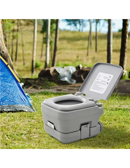 HOMCOM 10L Portable Toilet for Adults, Outdoor Camping Toilet with 2 Detachable Tanks & Push-button Operation, Compact Outdoor T