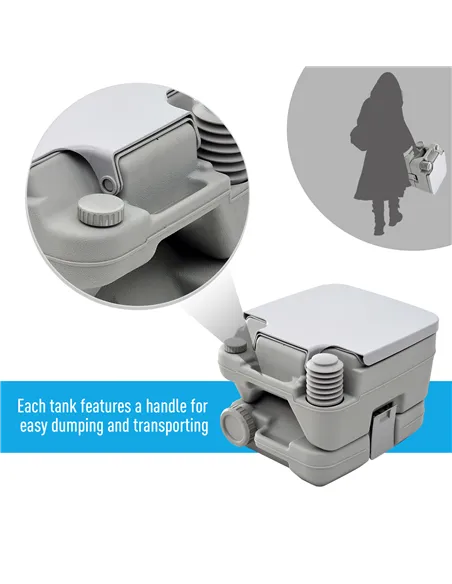 HOMCOM 10L Portable Toilet for Adults, Outdoor Camping Toilet with 2 Detachable Tanks & Push-button Operation, Compact Outdoor T