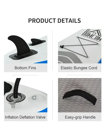 HOMCOM Stand Up Paddle Board SUP Accessory Carry Bag Adj Paddle Pump Leash Inflatable Paddle Board