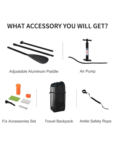 HOMCOM Stand Up Paddle Board SUP Accessory Carry Bag Adj Paddle Pump Leash Inflatable Paddle Board