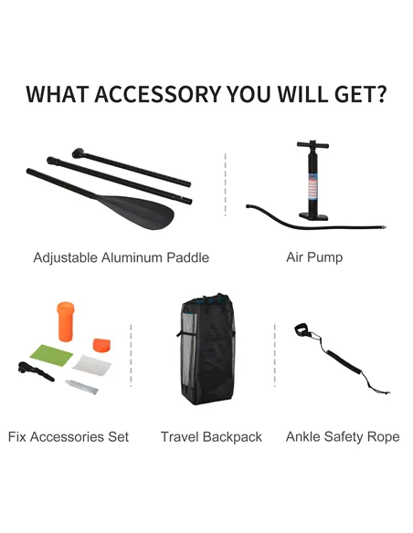 HOMCOM Stand Up Paddle Board SUP Accessory Carry Bag Adj Paddle Pump Leash Inflatable Paddle Board