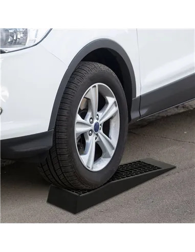 HOMCOM Pair of 2 Low Entrance Plastic Curb Ramps Anti-Slip Surface 3 Ton Capacity Garage Workshop Cars SUVs Small Vans