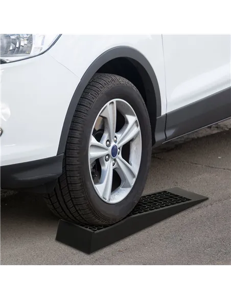 HOMCOM Pair of 2 Low Entrance Plastic Curb Ramps Anti-Slip Surface 3 Ton Capacity Garage Workshop Cars SUVs Small Vans
