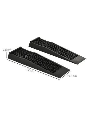 HOMCOM Pair of 2 Low Entrance Plastic Curb Ramps Anti-Slip Surface 3 Ton Capacity Garage Workshop Cars SUVs Small Vans