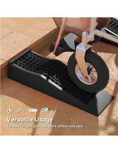 HOMCOM Pair of 2 Low Entrance Plastic Curb Ramps Anti-Slip Surface 3 Ton Capacity Garage Workshop Cars SUVs Small Vans