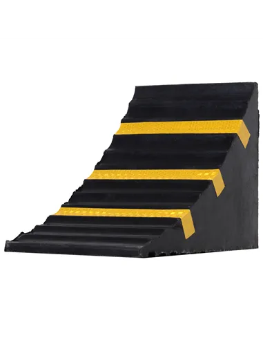 HOMCOM 2 PCs Rubber Wheel Chocks Heavy Duty Blocks for Vehicles, Cars, Caravan, Trailer with Handle 25L x 16W x 19H cm