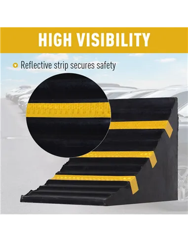 HOMCOM 2 PCs Rubber Wheel Chocks Heavy Duty Blocks for Vehicles, Cars, Caravan, Trailer with Handle 25L x 16W x 19H cm